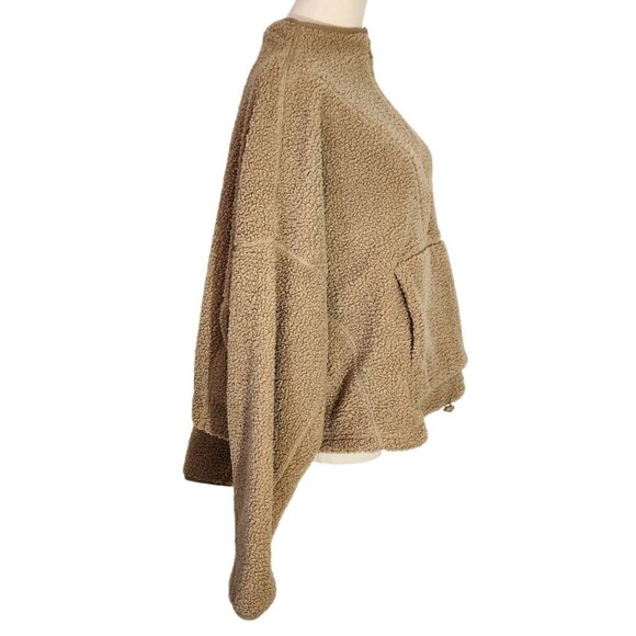 Bailey 44 Tan Sherpa Oversized Cropped Funnel Neck Pullover 1/2 Zip Women's XL - Picture 2 of 13